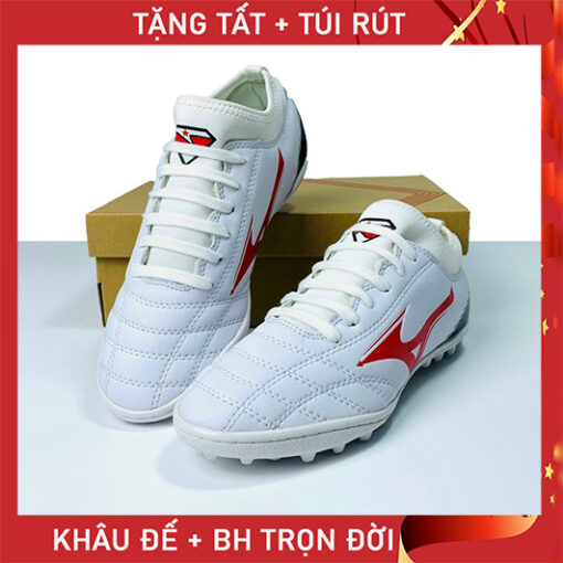 Giày Bóng Đá Mizuno cổ chun - Trắng đỏ