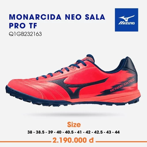Giày bóng đá Chính hăng Mizuno Monacida neo Sala pro Tf – Đỏ xanh tím than 2023