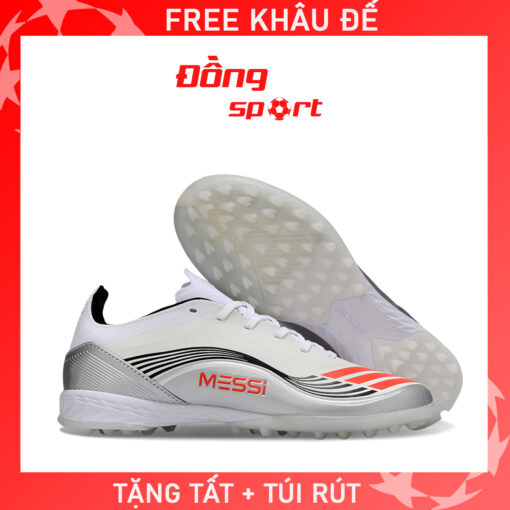 Giày Bóng Đá Adidas F50 Leage Messi Trắng logo đỏ TF