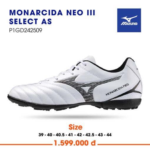 Giày Bóng Đá Mizuno Monacida Neo 3 Selec As - Trắng đen