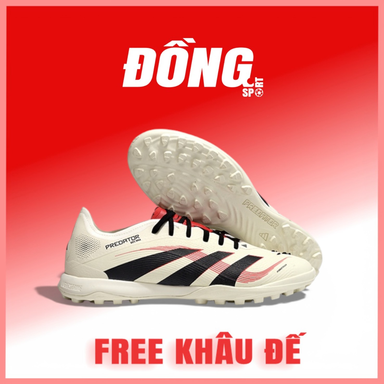 Giày Bóng Đá trẻ em Adidas Predator 25 Elite Tongue Trắng ngà TF