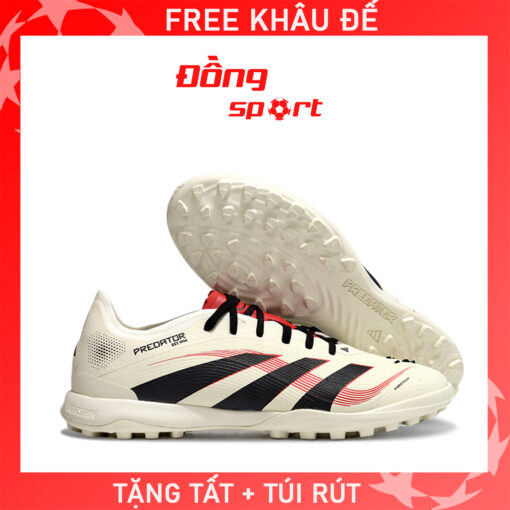 Giày Bóng Đá trẻ em Adidas Predator 25 Elite Tongue Trắng sữa TF