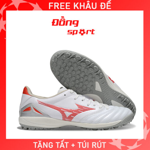 Giày Bóng Đá Mizuno Neo 4 Pro Trắng đỏ đinh tròn đế đệm TF