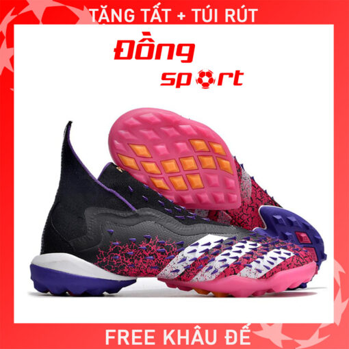 Giày Bóng Đá Adidas Predator Freak + Không dây Hồng đen TF