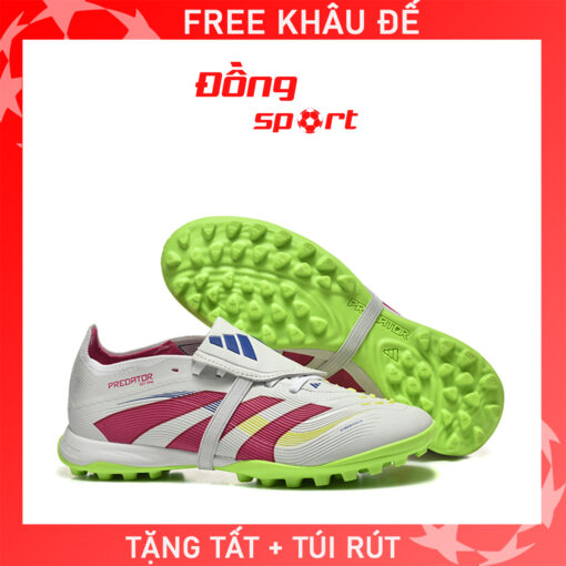 Giày Bóng Đá Adidas Predator 25 Elite Lưỡi gà gập Trắng hồng đế xanh chuối TF