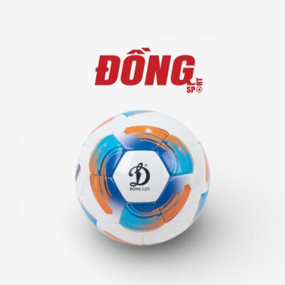 Quả bóng đá Động Lực UHV 2.07 Legend trắng, họa tiết vòng xoáy xanh dương cam