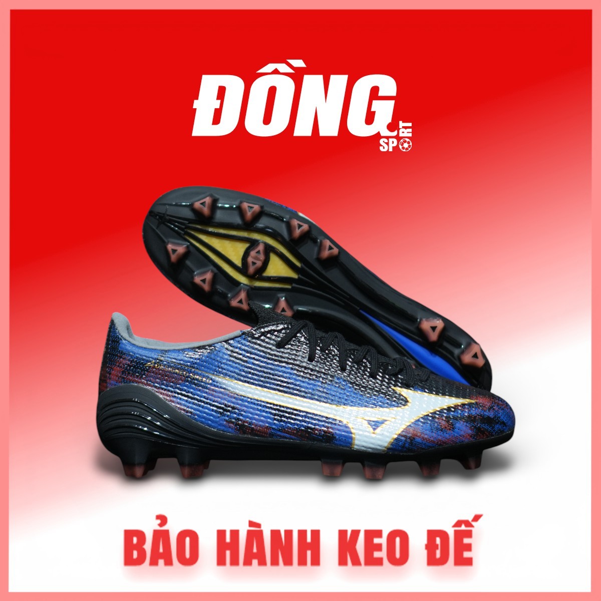 Giày Bóng Đá Mizuno Alpha 3 Elite Đen Xanh Trắng FG